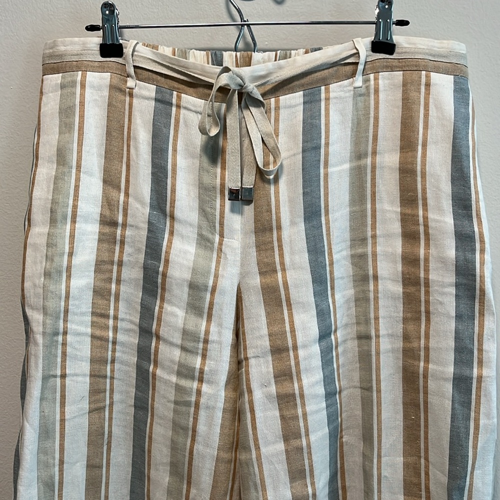 LAFAYETTE 148 NY Columbus Striped Wide-Leg Linen Pants, Multi-Color, Size XXL - Picture 5 of 11
